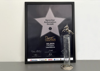 Pegasus in Silber für Sprecher Automation